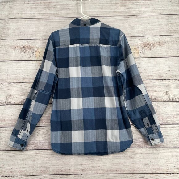 Roots Blue and White Plaid Casual Button Down Shirt - Picture 2 of 7